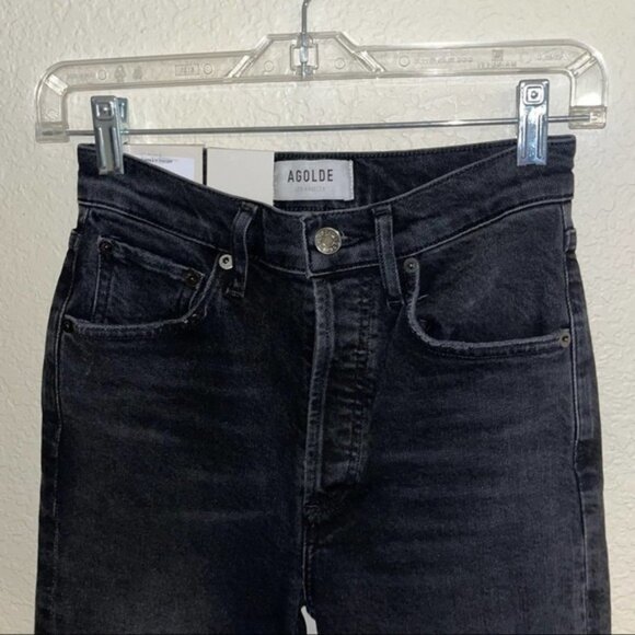 Agolde Black Riley High Rise Straight Crop Size 24 New With Tags - Picture 2 of 10
